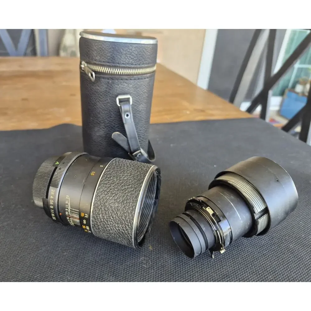 Vintage Hanimar Auto 1:2.8 F=135 mm Camera Lens Japanese W/ Case, For Parts
